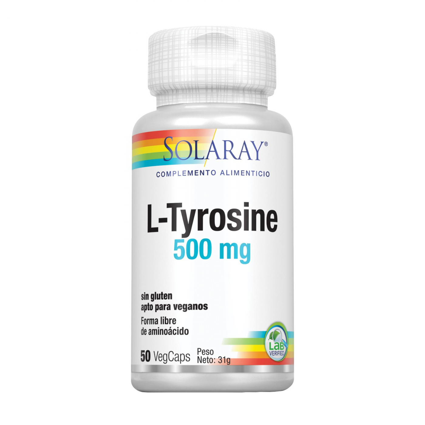 L-Tyrosina 500 mg · Solaray · 50 cápsulas